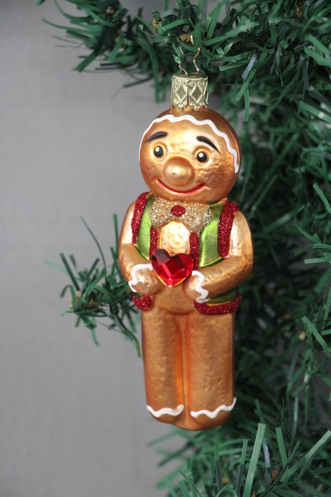 Birgit Müller-Blech: peperkoek mannetje jaareditie kerstornament - Christmas figurine ornament Inge-Glas (1) - Glass