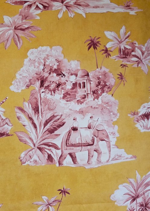 Exklusiver indischer Toile de Jouy-Stoff mit Elefanten – 300 x 280 cm - Stoff - 280 cm - 0.02 cm