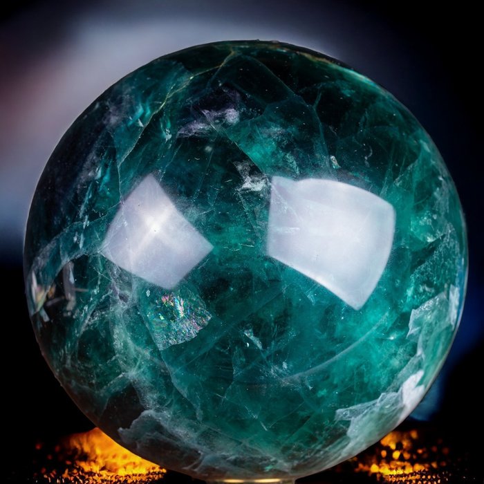 Esfera Grande de Fluorita Verde - Cristal Hermosa esfera de Reiki - Altura: 140 mm - Ancho: 140 mm- 4680 g