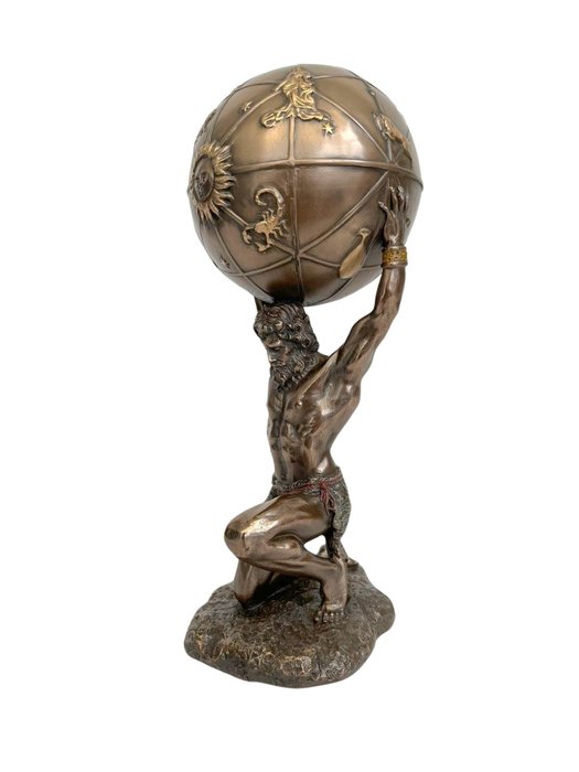 Statuette, Atlas - Carrying the globe - 21 cm - Harz