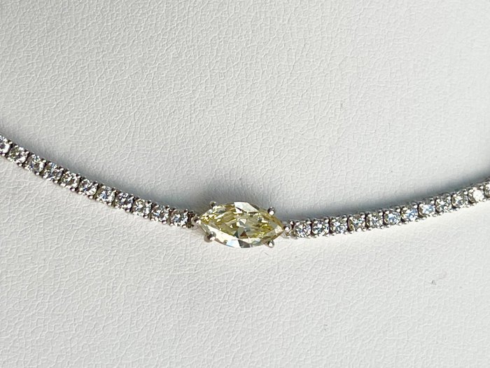 10.55ct D F VVS1  VS1 - 14 karaat Witgoud - Armband, Halsketting Diamant - Diamanten