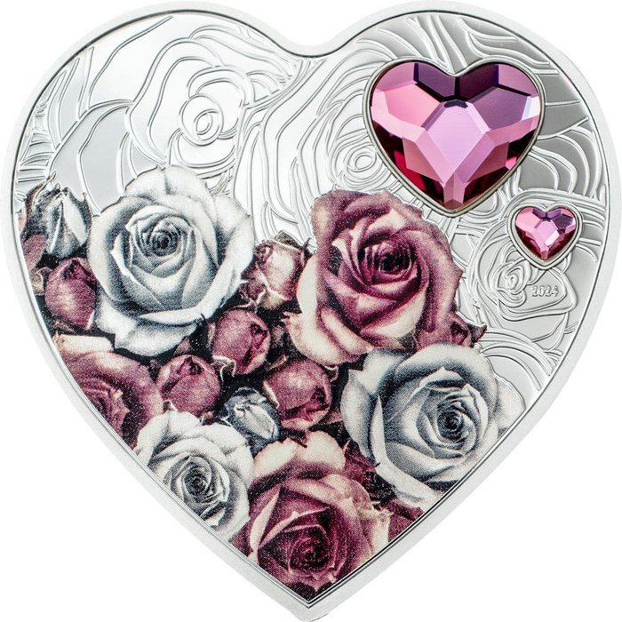 Cookøyene. 5 Dollars 2024 Roses Brilliant Love, (.999)