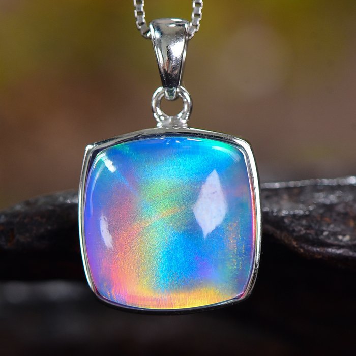 Geen minimumprijs - Aurora opaal - Elegant handgemaakt en zorgvuldig in zilver gezet - 5.57 g