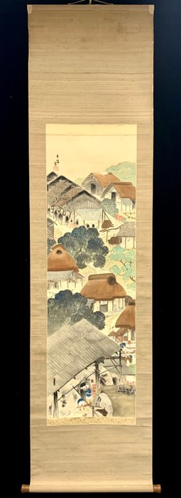 Dipinto, Pergamena da appendere. (1) - Seta - Asami Kojo 朝見香城（1890-1974） - Beautiful ceramic factory scenery - Giappone - Periodo Shōwa (1926-1989)