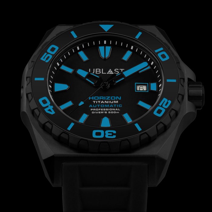 Ublast® - Horizon Titanium  - Professional Diver 500M - REF.UBHO45BKT - Homem - Novo