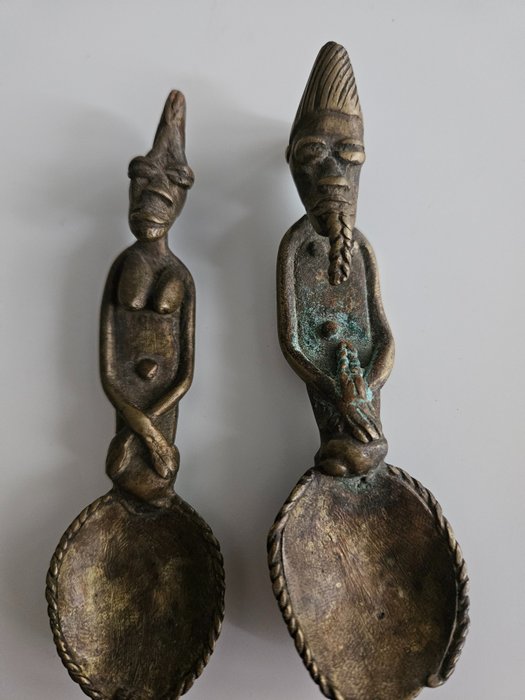 匙形金砝码 (2) - 非洲青铜 - 阿散蒂 - 利比里亚 