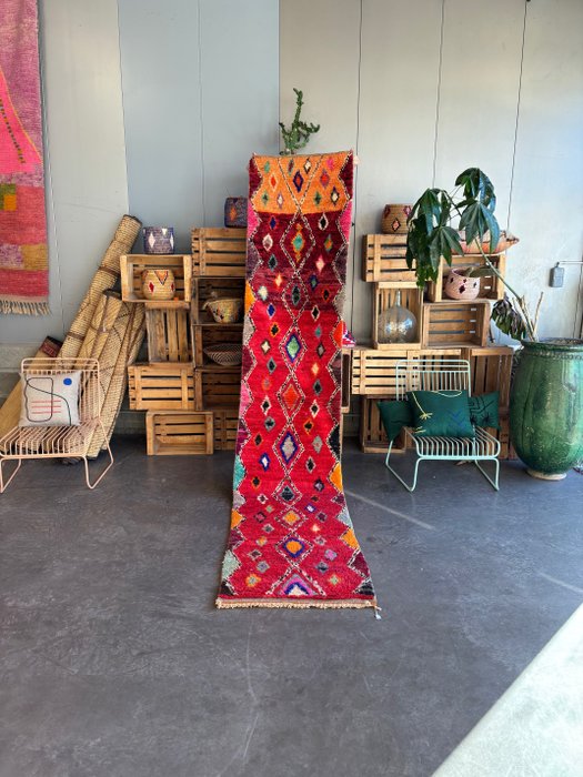 Lang nieuw boujad gangkleed van wol - runner tapijt berber tapijt - Vloerkleed - 350 cm - 70 cm