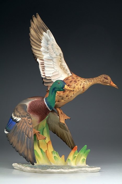 H. Achtziger - Hutschenreuther - Large figure - Pair of Ducks - Porcelain