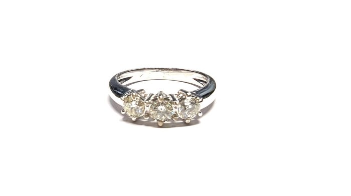Δαχτυλίδι - 18 καράτια Λευκός χρυσός Διαμάντι  (Φυσικό) 