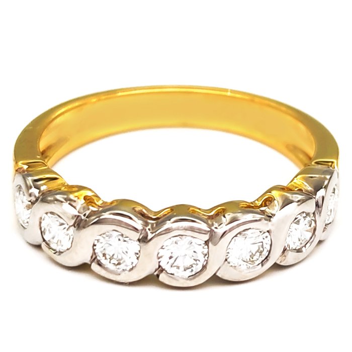 Δαχτυλίδι Κίτρινο χρυσό, Λευκός χρυσός Διαμάντι  (Φυσικό) 