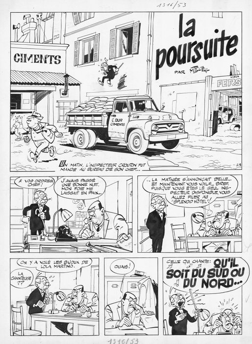 Tillieux, Maurice - 1 Original page - Gil Jourdan - La Poursuite - 1963
