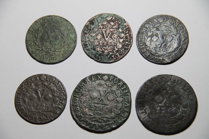 Portugal. D. José I (1750-1777). V + X Reis 1764/1766 (6 moedas)