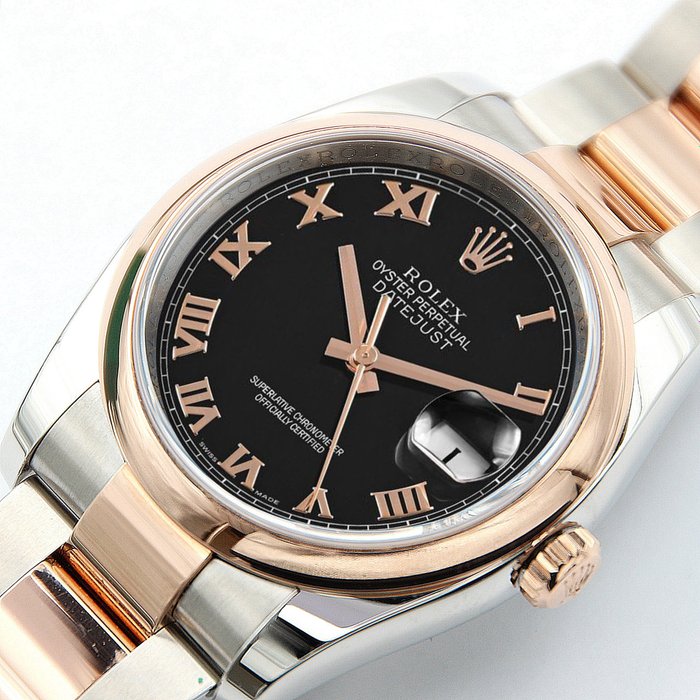 Rolex - Oyster Perpetual Datejust 36 'Black Roman Dial' - 116201 - Uniszex - 2000-2010