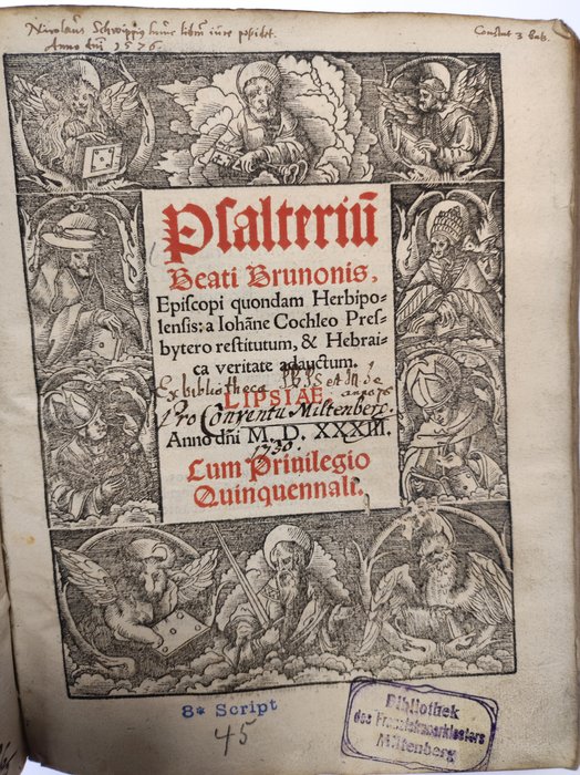Bruno von Würzburg, Johannes Cochlaeus (Hrsg.) - Psalterium Beati Brunonis, Episcopi quondam Herbipolensis - 1533