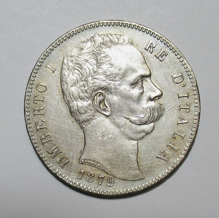 Italien, Königreich Italien. Umberto I. di Savoia (1878-1900). 5 Lire 1879