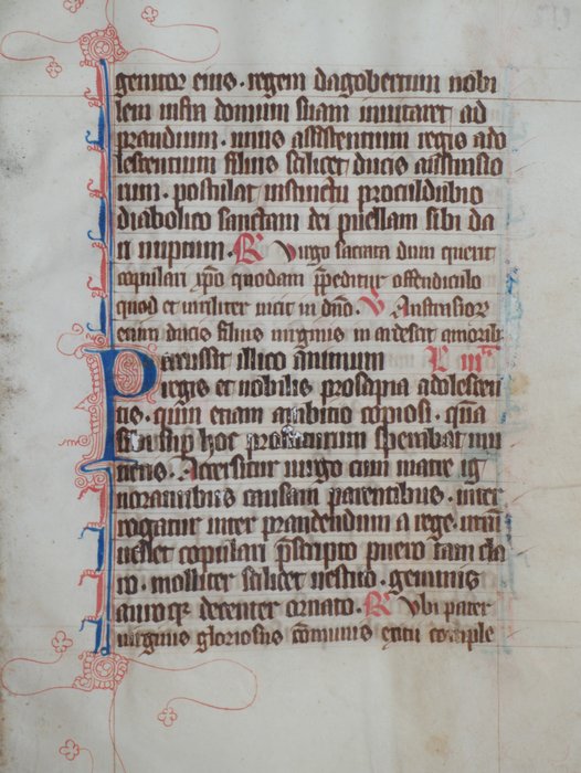 Manuscript - Original leaf from a latin breviary ca. 14th century - 1350