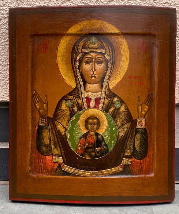 Icona, Madre di Dio del segno - Legno - XIX secolo
