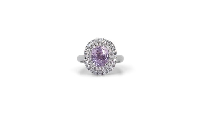 戒指 白金 紫锂辉石 - 钻石