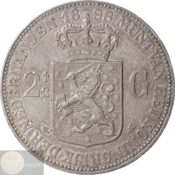 Nederland. Wilhelmina. 2 1/2 Gulden 1898 "P. PANDER"
