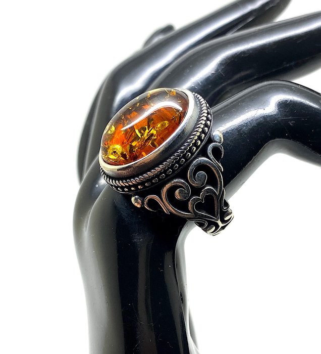 Ámbar - auténtico ámbar báltico en anillo de plata de ley - Ámbar - Baltic amber - succinite