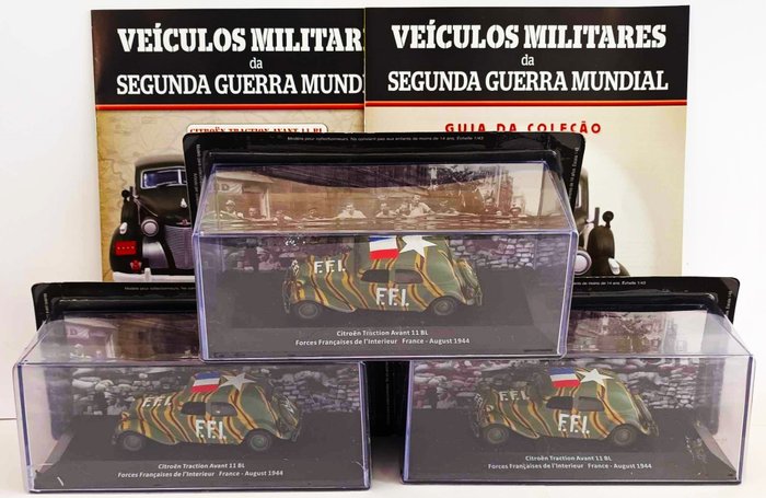 IXO Altaya - Giocattolo 3x Voitures Militaires WW2: Citroen Traction Avant 11 BL F.F.I. 1944 - 2000-2010 - Francia