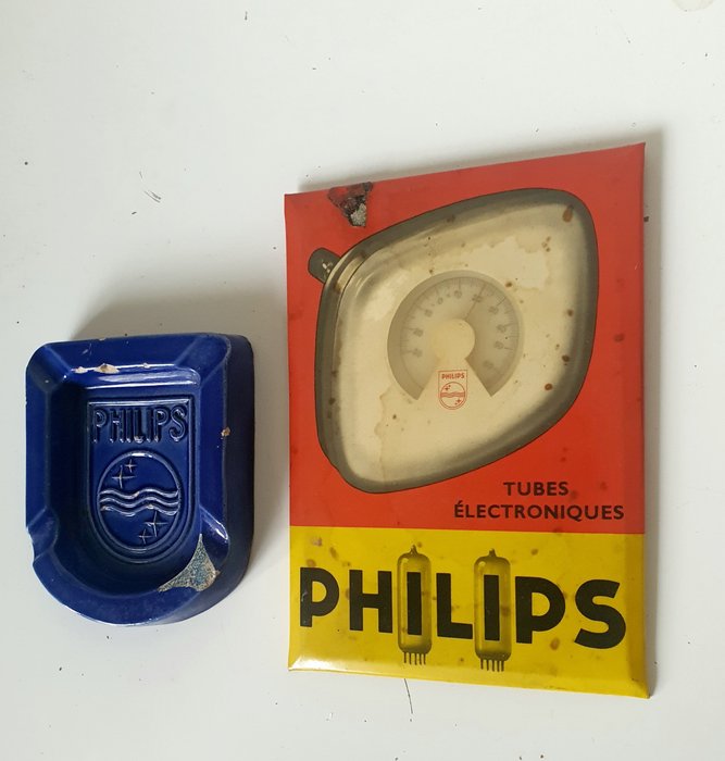 Et R. Plas Paris - Uzerche / Philips Eindhoven - Insegna pubblicitaria (2) - Philips - ceramica metallica glacoide