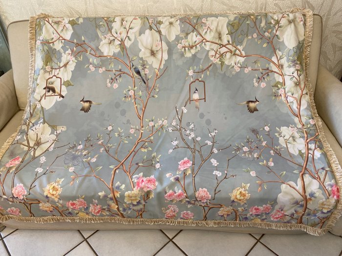 San Leucio 华丽羊绒格子 - 水彩花卉中国风 - 挂毯 - 150 cm - 130 cm