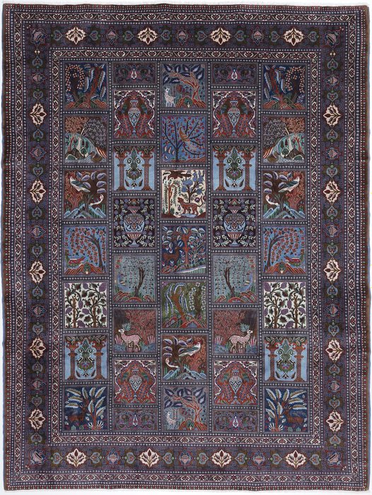 Bardzo delikatny dywan, oryginalny Kashmar Garden of Eden, wykonany we wzór pól z wełny korkowej - Dywanik - 400 cm - 295 cm