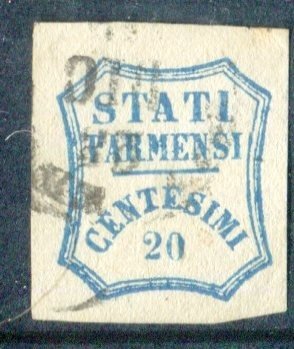 Italienische antike Staaten - Parma 1859 - Provisorische Regierung 20 Cent Luxusqualität. - Sassone 15