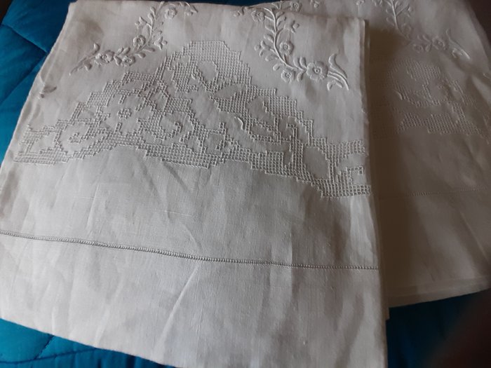 毛巾 - 110 x 72 厘米 (2) - 亚麻 - 20世纪下半叶