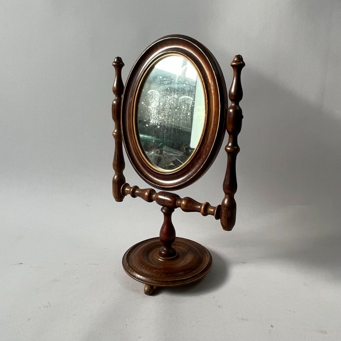 Mirror - Antiek klein mahonie tafelspiegel - kantelbaar - hoeden spiegel -  Glass, Mahogany - Catawiki