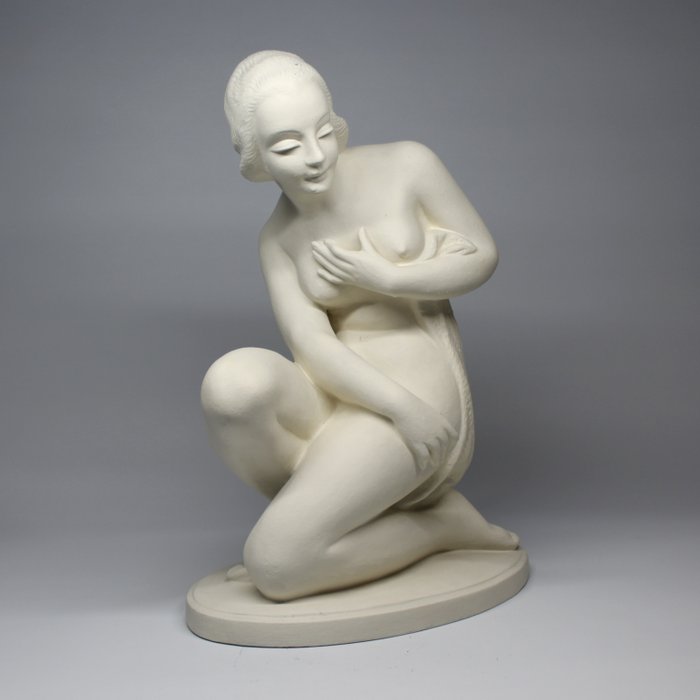 Donáth Ceramics - László Donáth - Escultura, Art deco woman - 38 cm -  - 1942