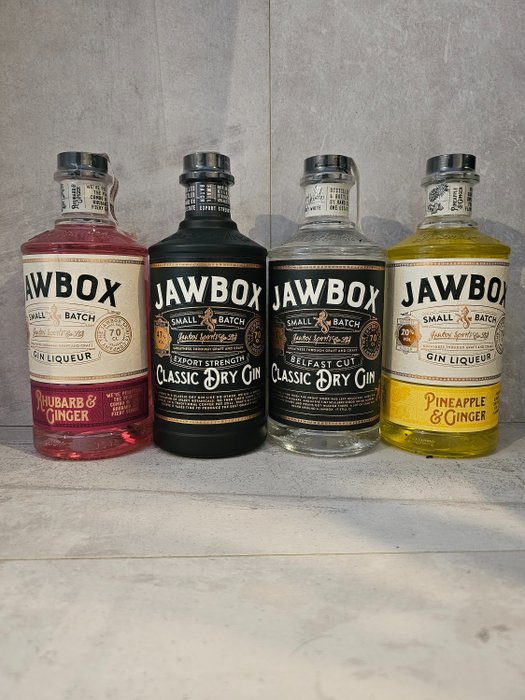 Jawbox - Dry Gin + Gin Liqueurs - 70 cl - 4 flaschen
