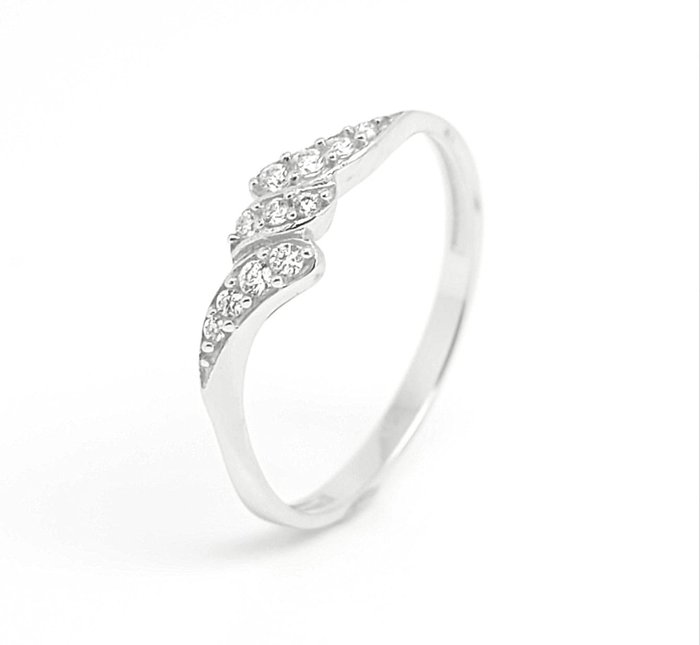 Utan reservationspris - Ring - 14 kt Vittguld Diamant  (Natural) 