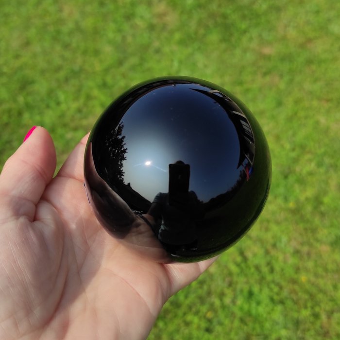 Obsidiaan Bol - Hoogte: 7.96 cm- 540 g - (1)