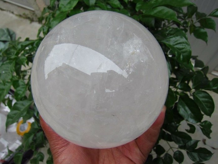 天然白色石英水晶球 磨光 - 100×100×100 mm - 2350 g - (1)