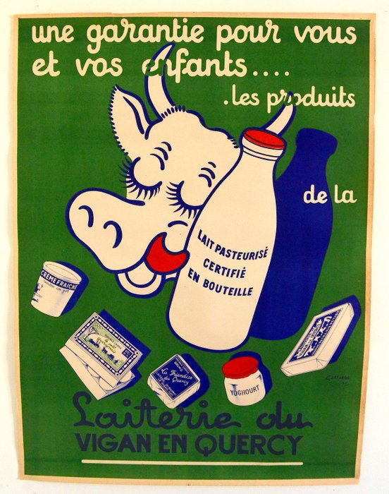 G.Laforge - G. Laforge – Laiterie du Vigan en Quercy- Affiche originale – 1952