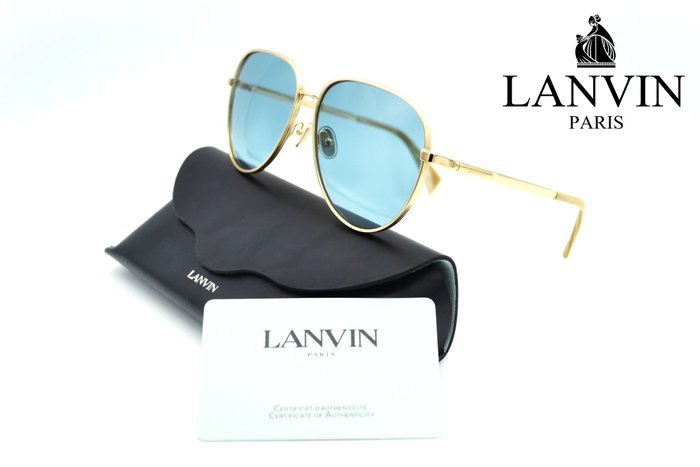Lanvin - Paris - LNV107S 717 - Made in Italy - Exclusive Gold Aviator Design - Blue Lenses - Unusual & *New* - Gafas de sol