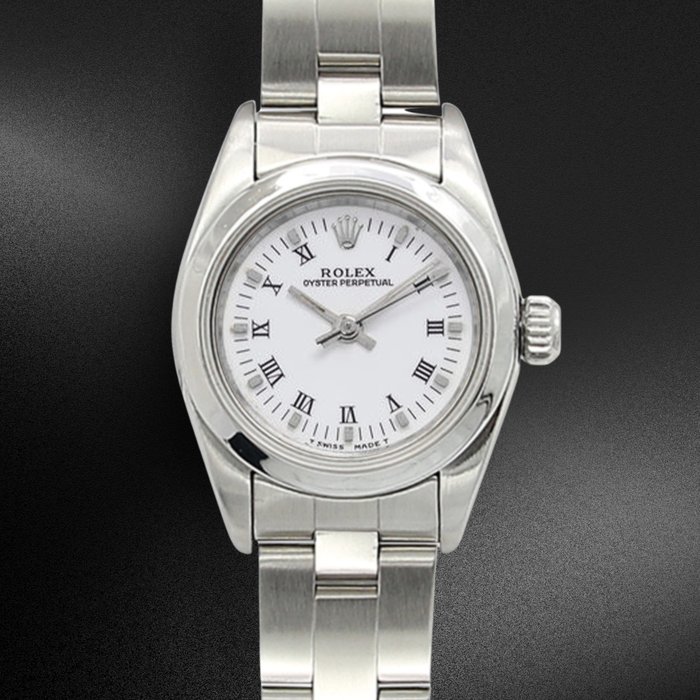 Rolex - Oyster Perpetual - White Roman Dial - Oyster - 67180 - Donna - 1990-1999