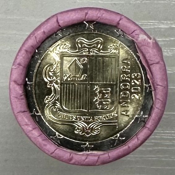 Andorra. 2 Euro 2023 (25 monnaies) en rouleau  (没有保留价)