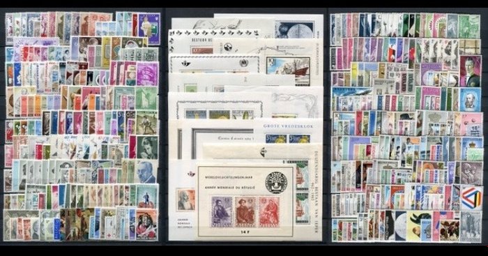 比利时 1960/1969 - 10 卷完整卷，附有积木和积木邮票（无小册子） - OBP / COB 1121/1522 + BL32/46