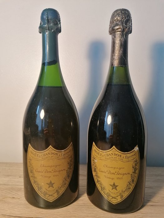 1964 & 1969 Dom Perignon - Champagne Brut - 2 Flaskor (0,75L) - Catawiki