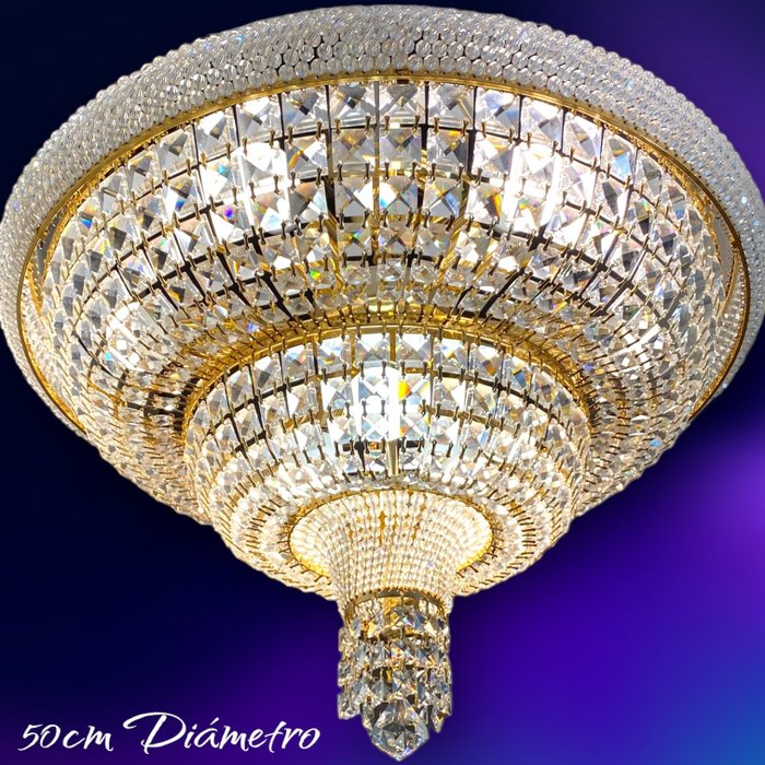 Lampa sufitowa (1) - Pozłacane - Kryształy Swarovskiego - 09 żarówek