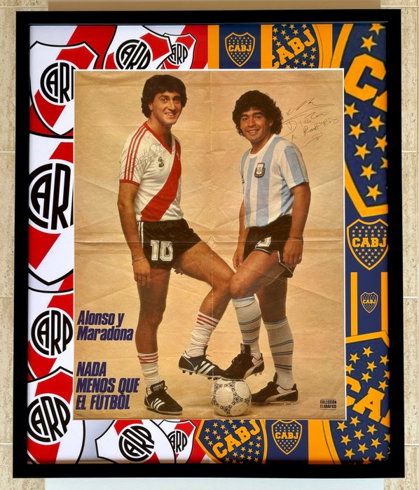 Argentina - Campionati mondiali di calcio - Diego Armando Maradona JSA signed Beto alonso - 1986 - Autografo, Immagine, Insegna, Oggetto decorativo, Poster, Pubblicazione sportiva