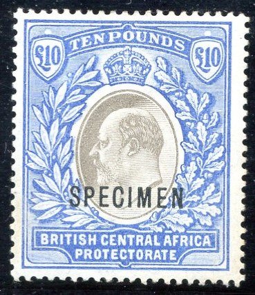 英屬中非洲 1903/1904 - 簽署索拉尼 - SG 67 s £10 specimen