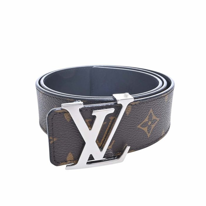 Louis Vuitton Blue Brown Leather Reversible Initiales Belt Size 40 Inch