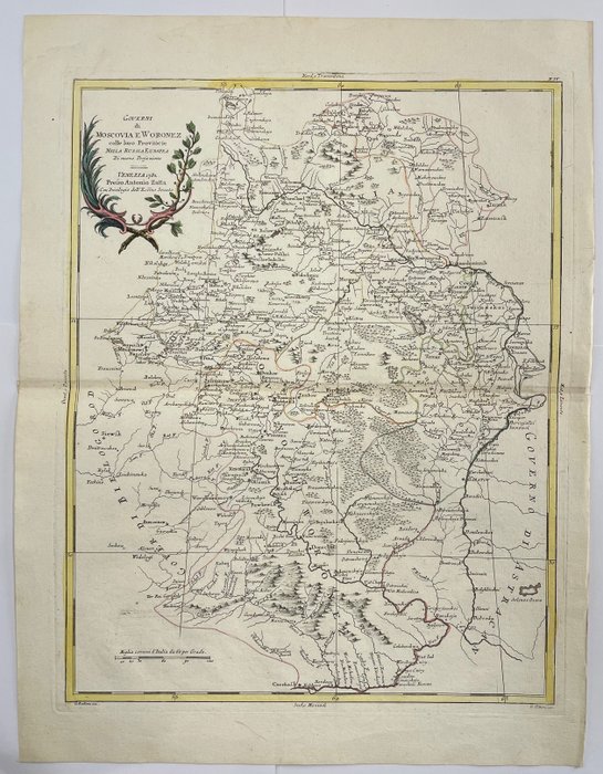 Rusia, Mapa - Moscú, Vorónezh; A. Zatta - Governi di Moscovia e Woronez colle loro Provincie Nella Russia Europea Di nuova Projezione . . . - 1781-1800