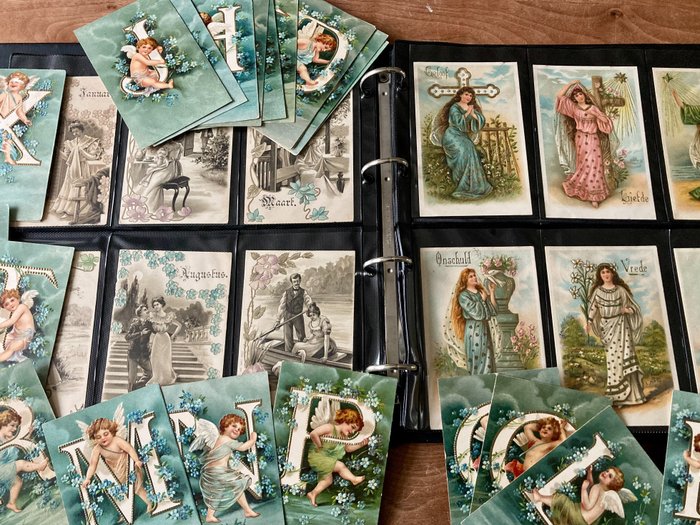 Fantasy, Beautifully varied collection of Alphabet cards, seasons,  Faith-Hope-Love and Cupids etc - Postcards (Collection of 250) - 1900-1920  - Catawiki