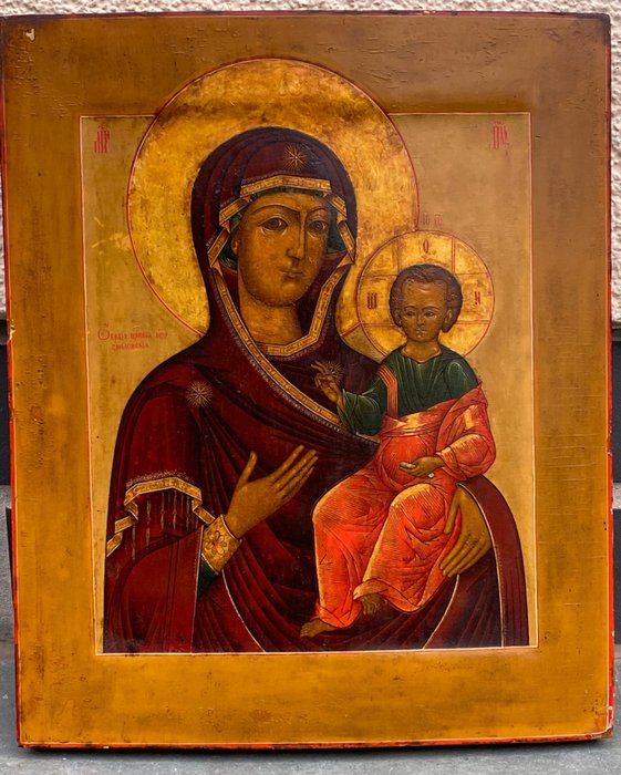Icona, Madre di Dio di Smolensk - Legno - XIX secolo