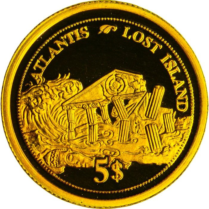 Fiji. 5 Dollars 2006 "Atlantis Lost Island", 1/25 Oz Proof  (Ingen mindstepris)
